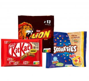 Kit Kat, Lion, Smartis Minis